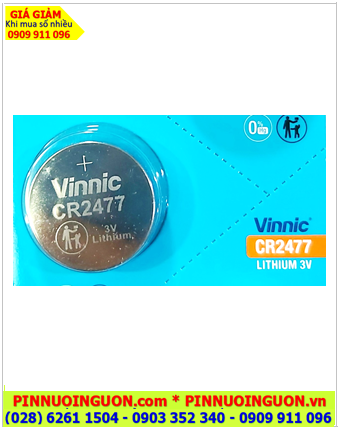 Vinnic CR2477, Pin 3v lithium Vinnic CR2477, Pin đồng xu 3v Lithium Vinnic CR2477 chính hãng